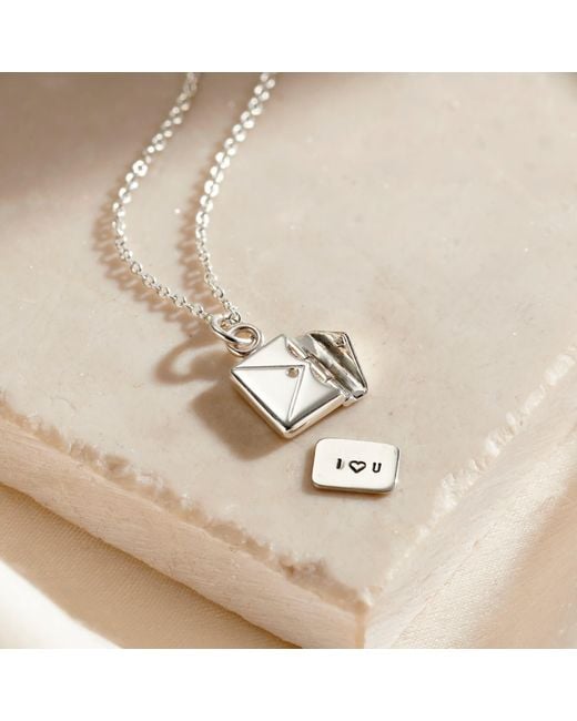 Posh Totty Designs Metallic Sterling I Love You Mini Message Envelope Necklace