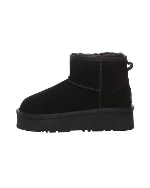 EverAu Australia Black Dusky Leather Platform Short Boots