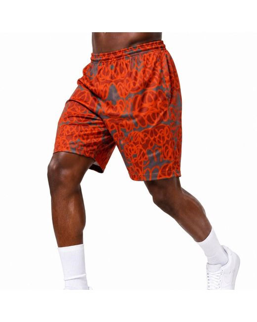 Chuks Collins Orange Tasou Print Shorts for men