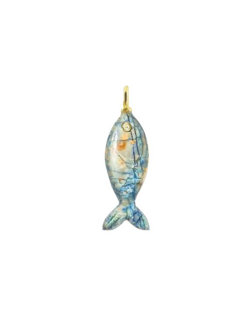 KAMARIA Blue Mini Fish Gemstone Pendant With Topaz