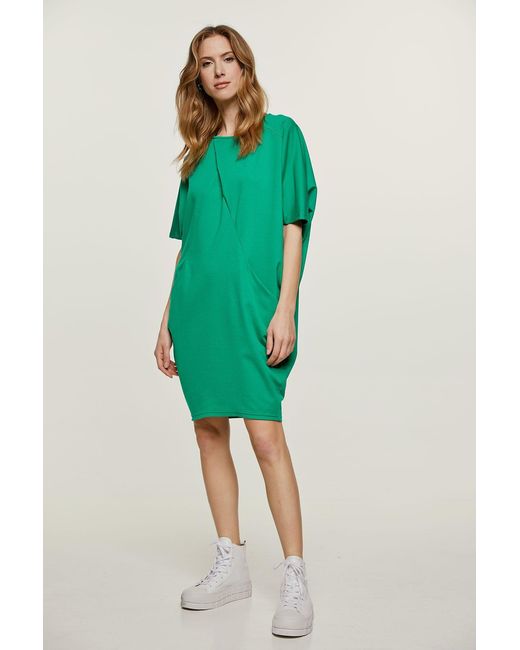 Conquista Green Punto Di Roma Batwing Dress