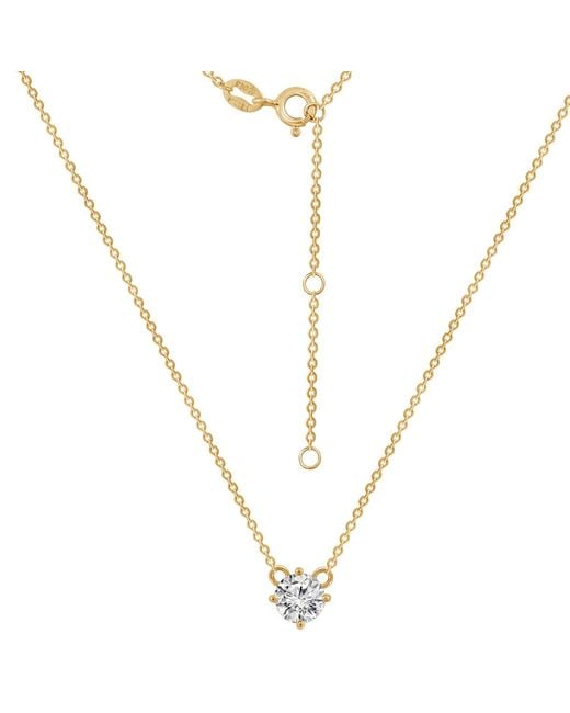 Diamonbliss Metallic Embellished With Swarovski Plated Round Cut Solitaire Pendant Necklace, One Carat