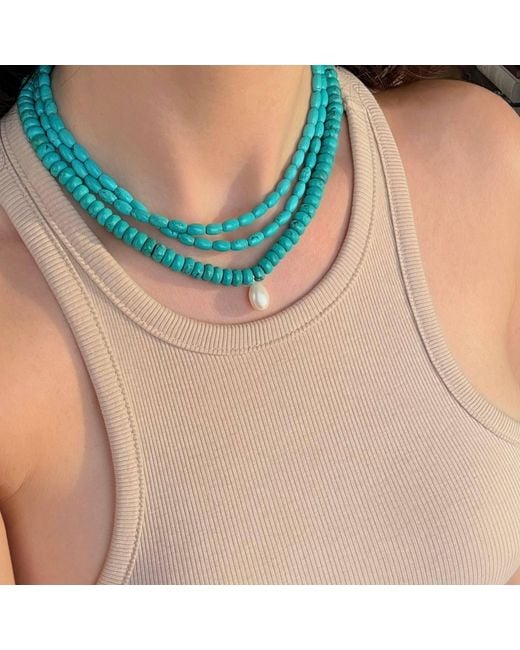 Leni James Blue The Livia And Pearl Necklace
