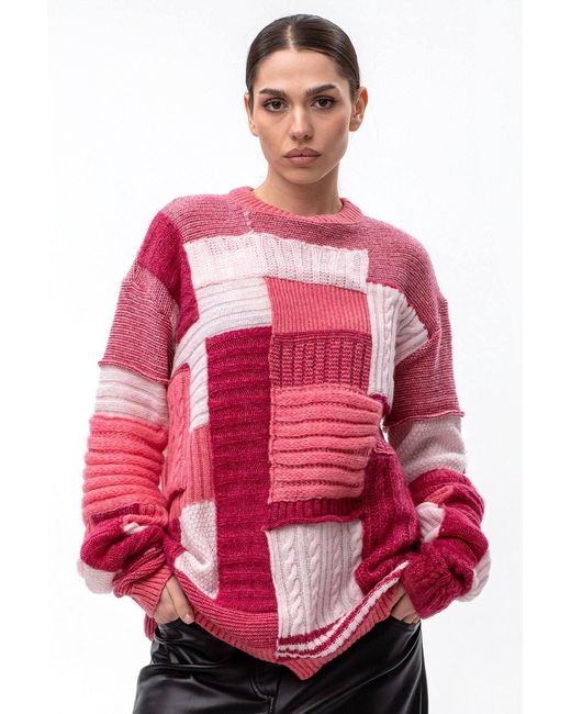 Maison Bogomil Pink Chunky Patchwork Sweater