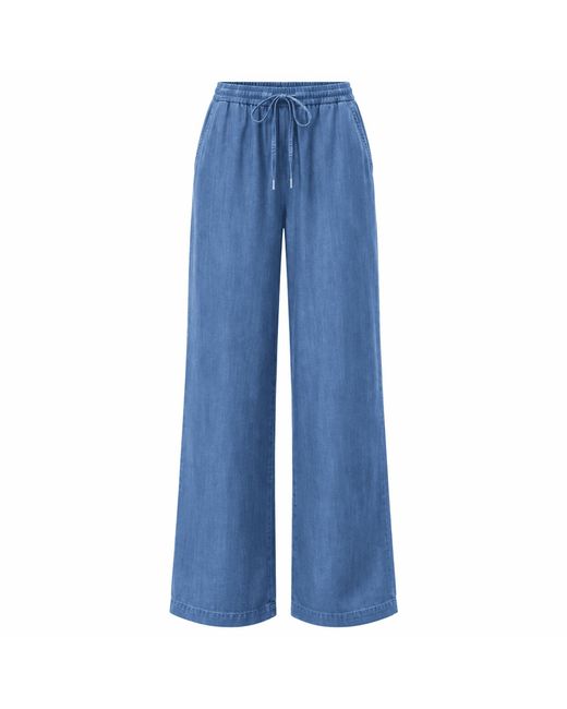 Exquise Blue Duncan Straight Leg Lace Up Waist Denim Pants