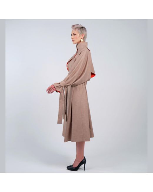 Famiuo Brown Yal Two Pieces Versatile Trenchcoat Biege