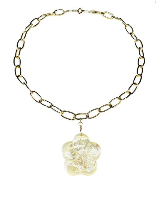 Lexi Jewelry Metallic Mother Of Pearl Sea Flower Necklace