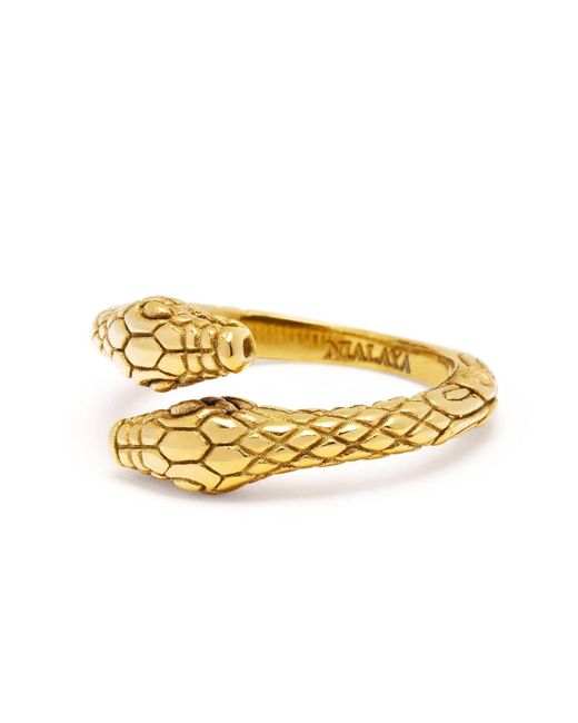 Nialaya Metallic Plated Vintage Snake Ring for men