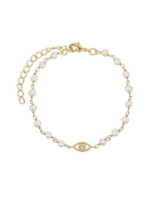 Karma and Luck Metallic Dreamlike Protection Pearl Evil Eye Charm Bracelet