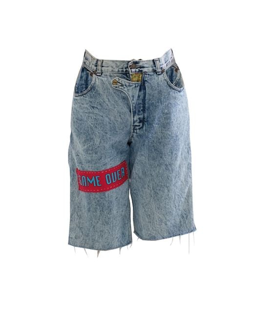 Quillattire Blue Vintage Up-Cycled Crop Denim Trousers