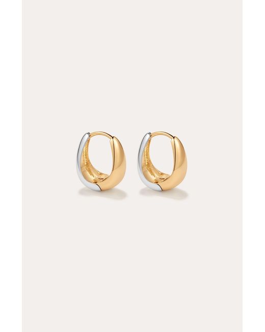 Vanhi Metallic Gia Reversible 2 Tone Chubby Hoop Earrings