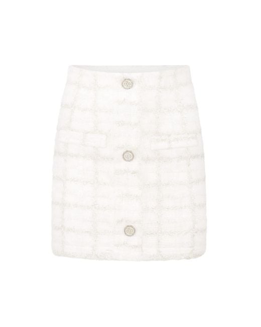 GOD SAVES QUEENS White Executive Tweed Skirt