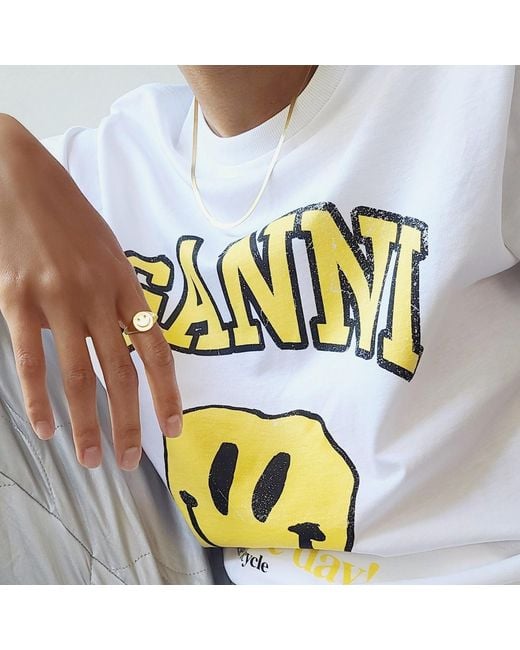 Kris Nations Yellow Happy Smiley Face Signet Ring Vermeil