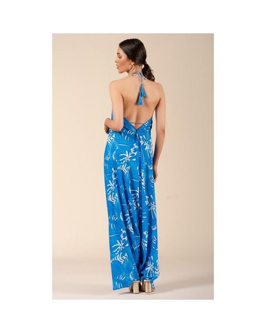 Coco Riko Ibiza Blue Aria Jumpsuit Leaf