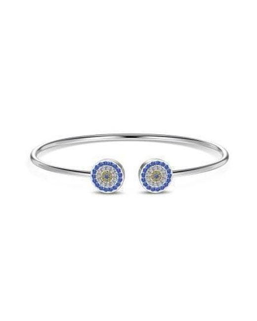Lioness by Tf Blue Halo Cuff Bracelet Solid Sterling, Rhodium-Plated