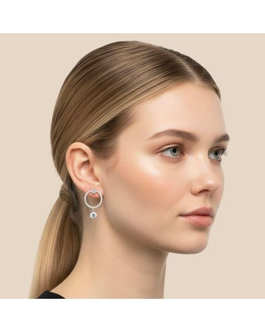 Maison De Gala Metallic Crystal Halo Drop Earrings