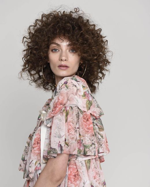 NEVA Pink Lurea Floral Ruffle Mini Dress