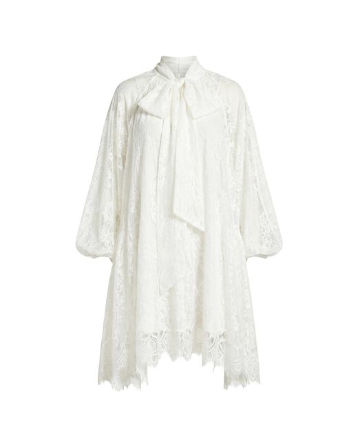Cy Boutique White Floral Lace Long Blouseon Sleeves Design Dress