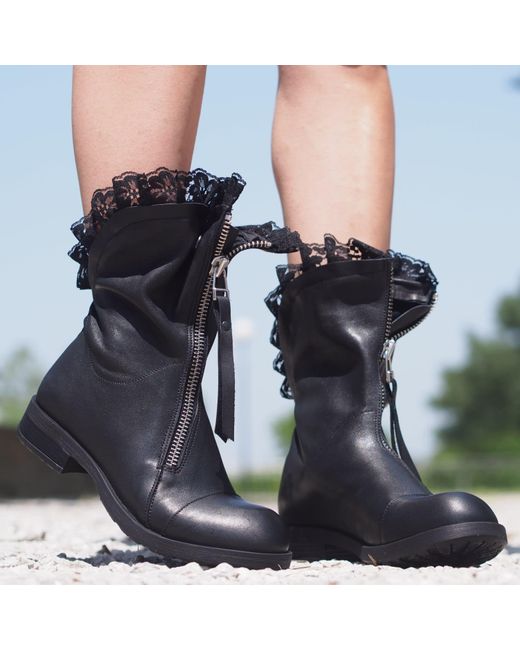 Adrenaline Fashion Blue Handcrafted Leather Ankle Boots With Lace Detail – Genuine Leather Designer Handmade Boots