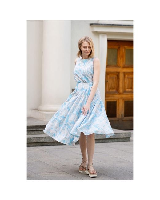 Oh!Zuza Blue Neutrals Wide-Strap Top & Midi Skirt Set