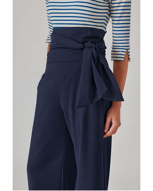 Marianna Déri Blue Wide-Leg Trousers With Tie Belt