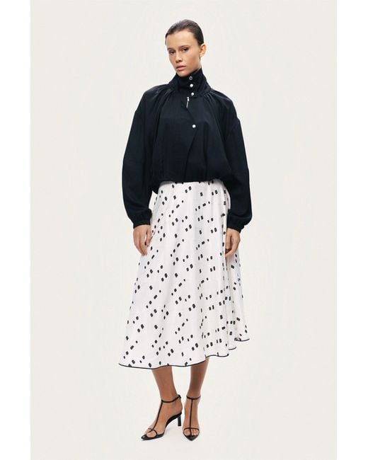 Nocturne Black High-Neck Gathered Jacket