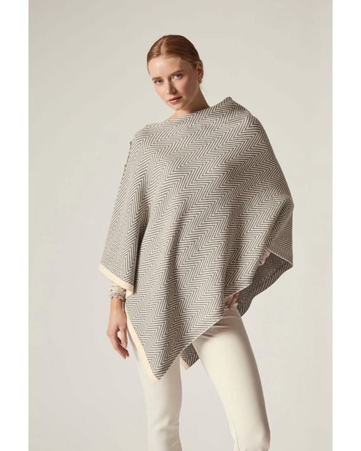 James Lakeland Gray Chevron Button Poncho