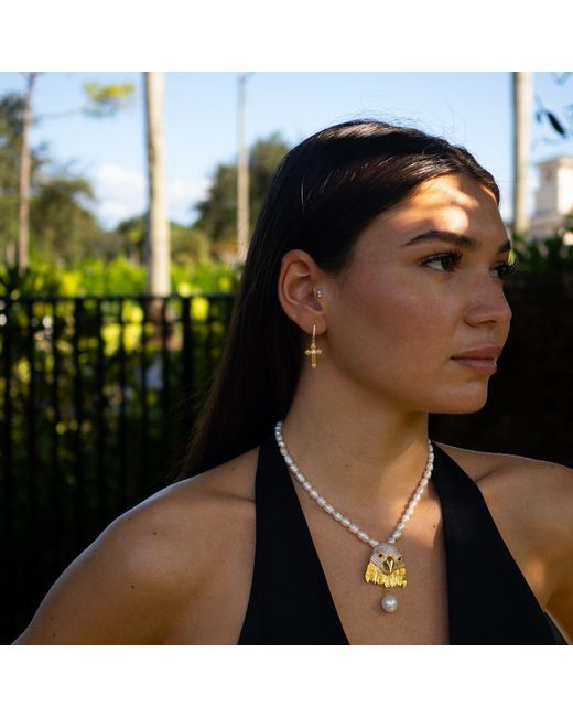 Ebru Jewelry Metallic Divine Spark Cross Vermeil Earrings
