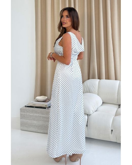 Girl In Mind White Senna Asymmetric Double Cowl Maxi Dress Spot