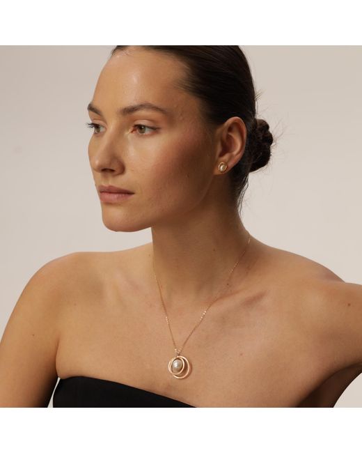 Pearl Code Metallic Univers Baroque Pearl Necklace — -Filled Double Circle Pendant