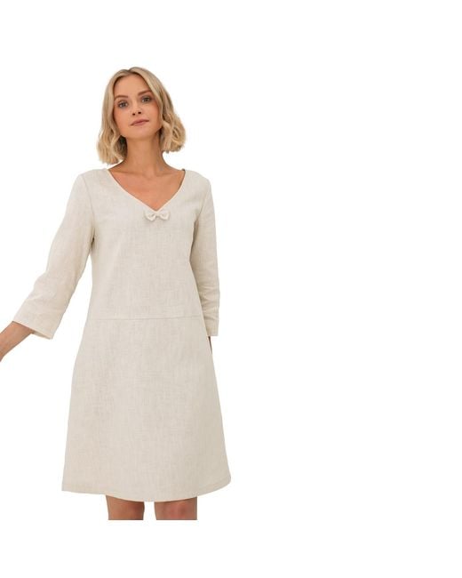 LeMuse Natural Sun — V-Neck Stonewashed Linen Dress