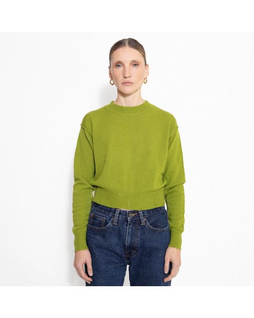 SVETA Milano Green Billie Cashmere Sweater With Embroidery