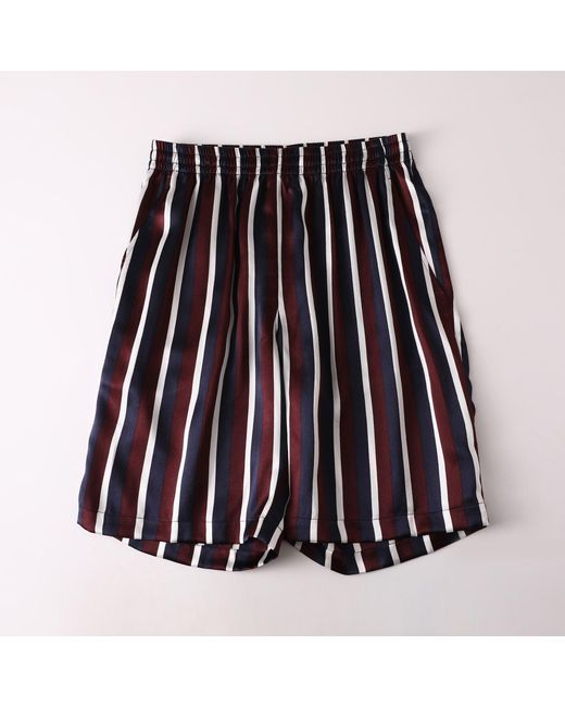 Soft Strokes Silk Blue Pure Mulberry Silk Striped Shorts for men