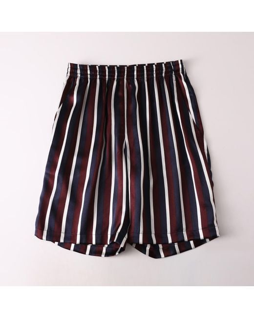 Soft Strokes Silk Blue Pure Mulberry Silk Striped Shorts for men