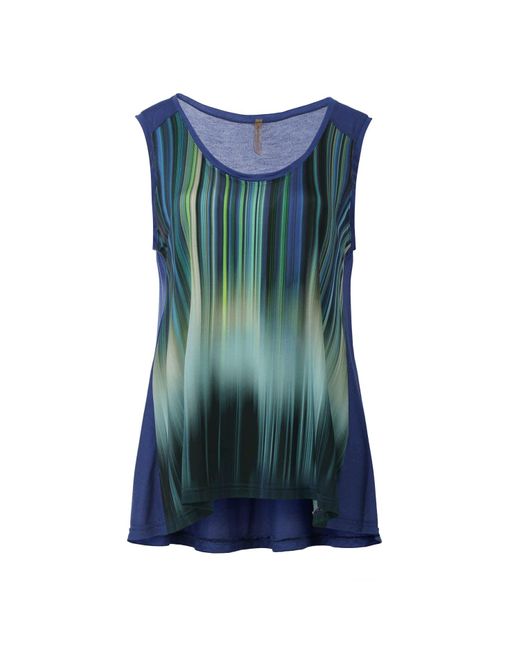 Conquista Blue Gradient Stripe A-Line Sleeveless Top