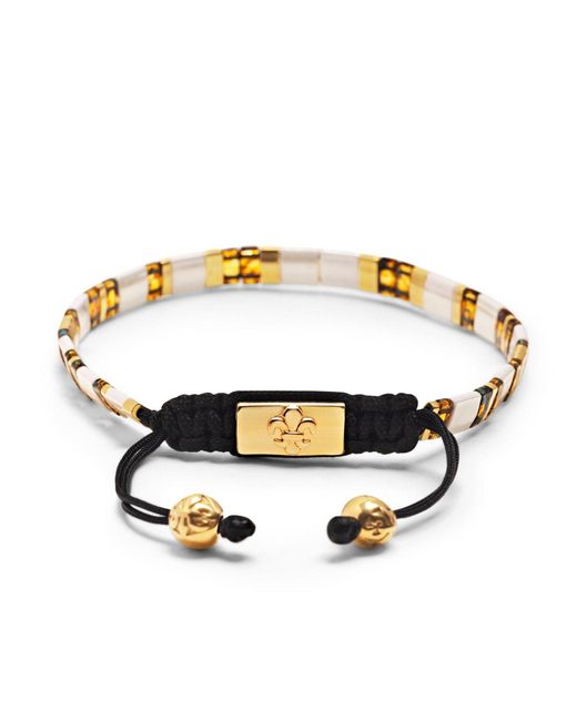 Nialaya Metallic Bracelet With, Marbled Amber And Miyuki Tila Beads for men