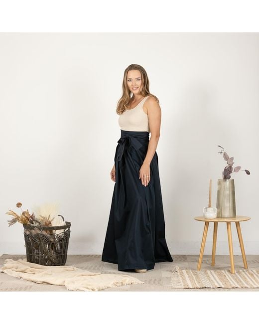 Nikka Place Blue Cotton Maxi Skirt With High Waist