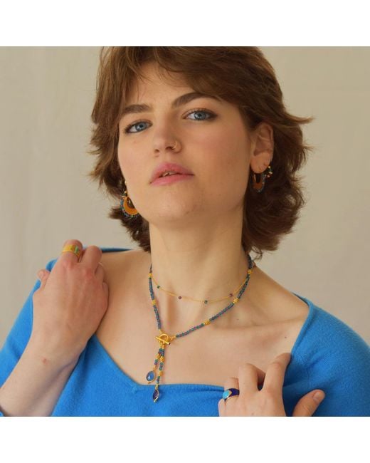 GEM BAZAAR Metallic Sapphire Bay Chain