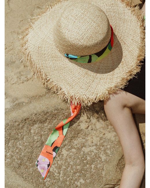 Lost Pattern Yellow Cartagena Straw Hat With Ribbon Tie
