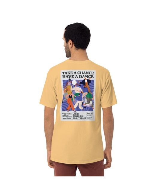 Anchor and Crew Blue Vintage Take A Chance Have A Dance Disco! Heavy Cotton Embroidered T-Shirt for men