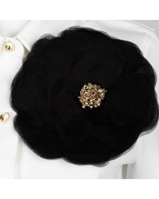 Laines London White Laines Couture Shirt With Embellished Corsage