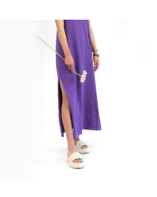Zenzee Purple Cotton Cashmere Maxi Dress With Side Slits