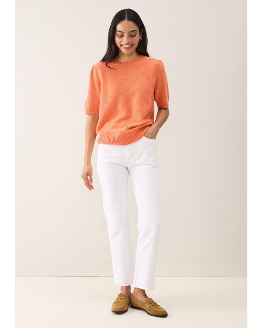 Loop Cashmere Orange Bobble Puff Sleeved Sweater
