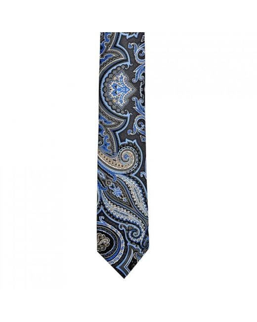 DAVID WEJ Blue Large Paisley Printed Tie – for men