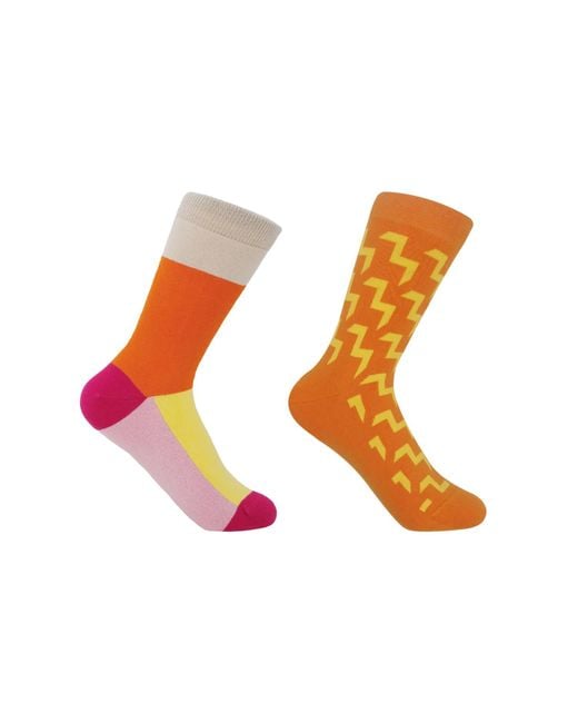 Peper Harow - Made in England Orange Victoria & Chelsea Socks Two Pack