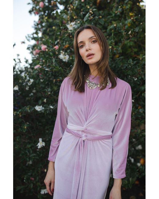 Jennafer Grace Purple Lily Velvet Twist Dress