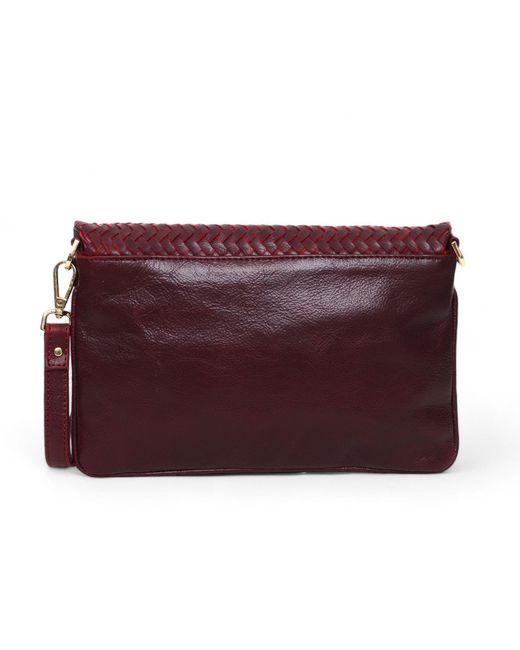 Hides Leather Co. Red Convertible Leather Clutch, Crossbody Iphone&Passport Bag