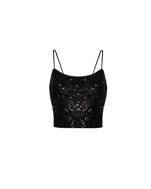 Elsava Black Nox Sequin Top