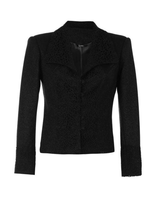 Luna Fashion House Black Tailored Lace Blazer, Jody