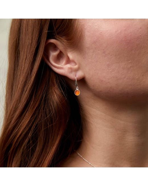 Auree Jewellery White Barcelona Silver July Carnelian Birthstone Hook Earrings